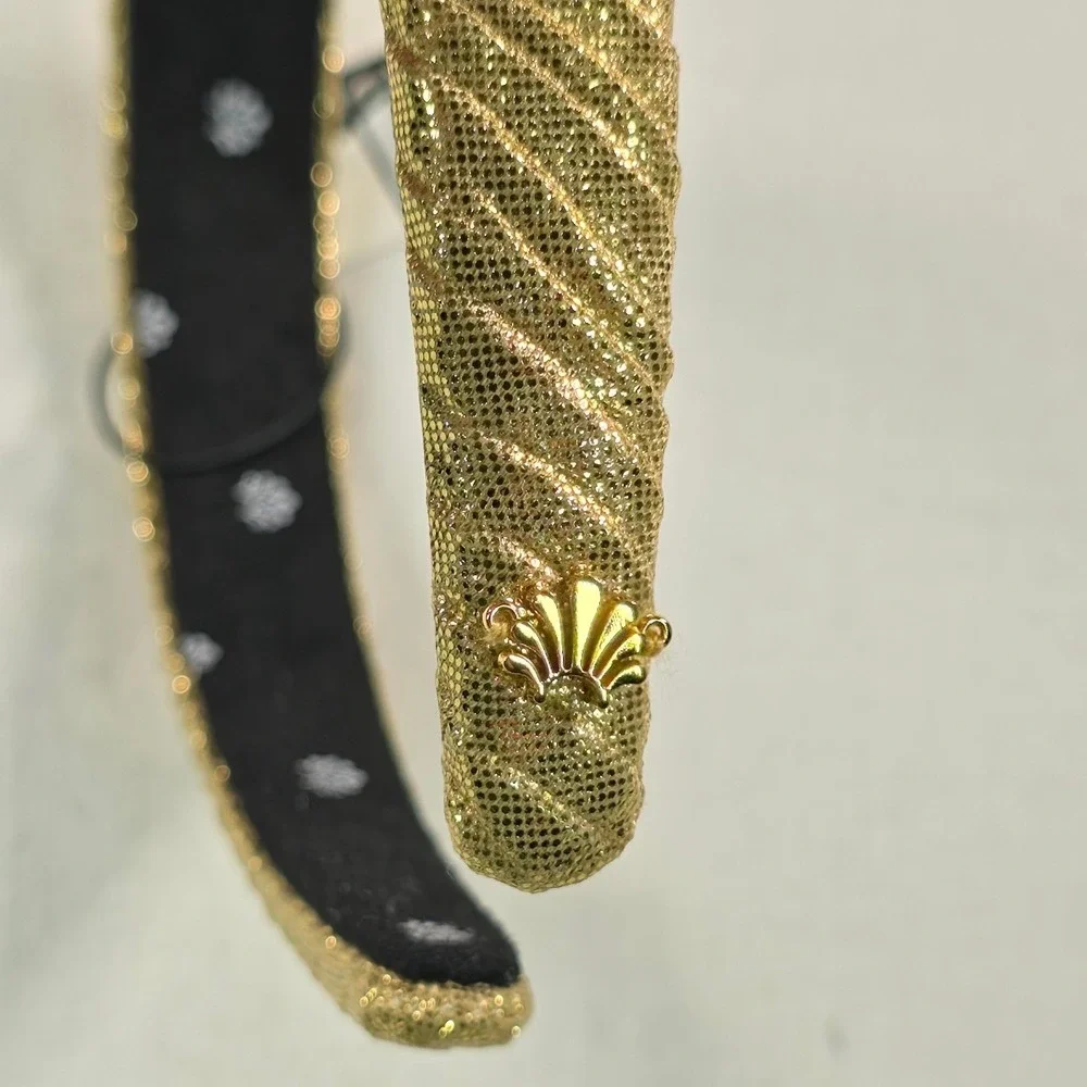 Lele Sadoughi Women Charlotte Crinkled Silk Headband OS Gold Luxury Feminine NWT